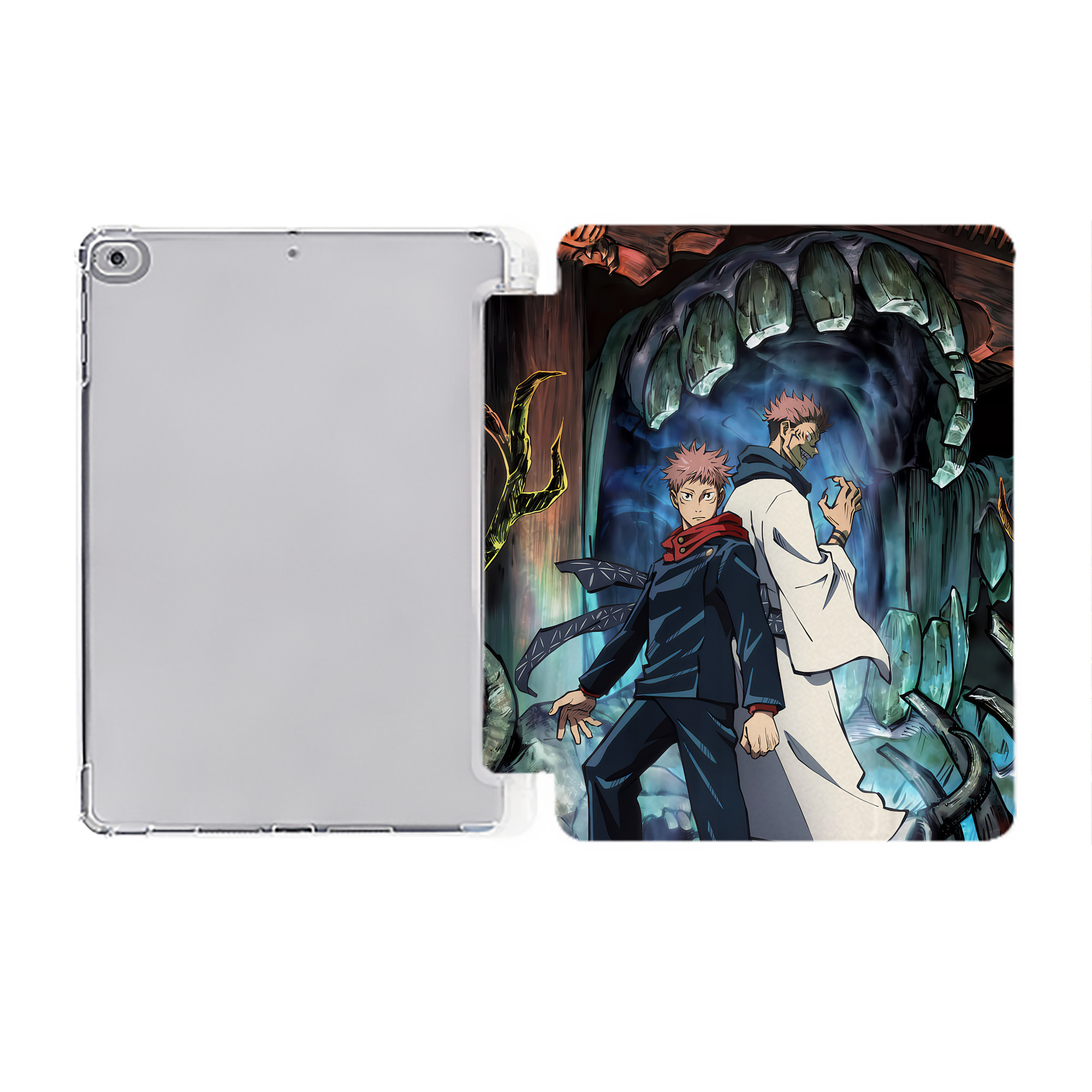 （画像用） 呪術廻戦 Jujutsu Kaisen IPad ケース ペン収納付き 三つ折りスタンド PUレザー×シリコン 対応機種9.5/10.5/10.9インチ